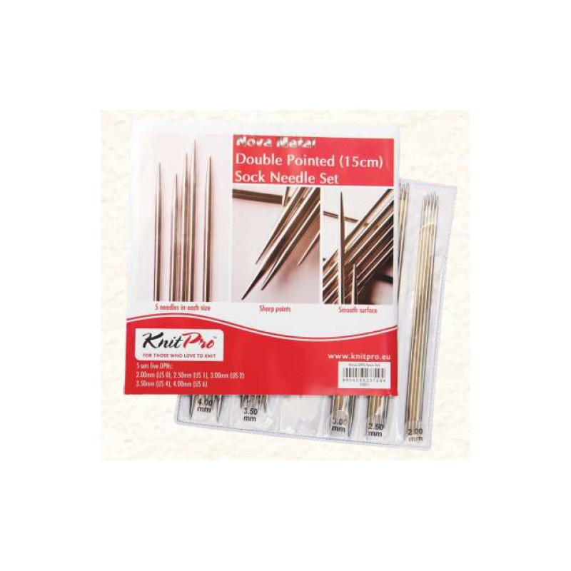 KnitPro Nova Metal 15 cm sokkennaaldenset.