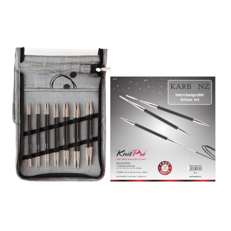 KnitPro Karbonz IC Deluxe Set duurzame verwisselbare rondbreinaalden set
