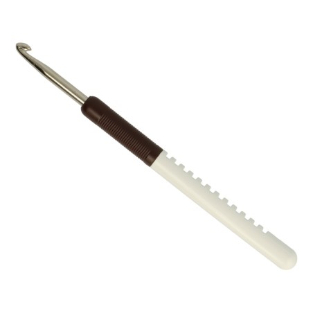 Addi colours haaknaald van aluminium met ergonomisch soft grip handvat