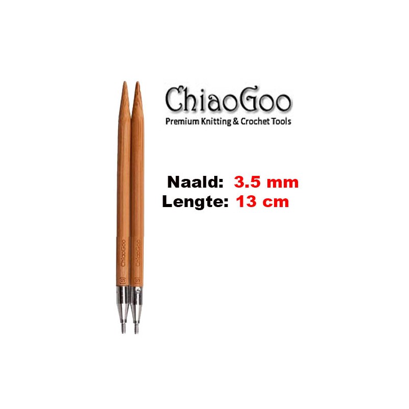 ChiaoGoo SPIN BAMBOE verwisselbare breinaaldpunten van 13 cm lengte. ChiaoGoo SPIN BAMBOE verwisselbare breinaaldpunten van 13 cm lengte.