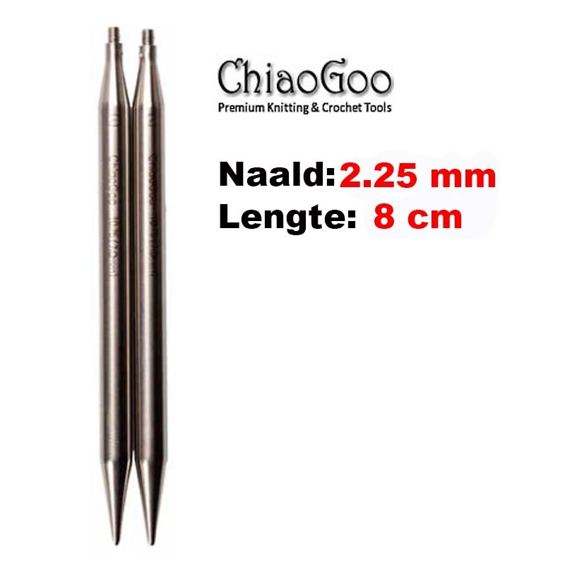 ChiaoGoo TWIST Lace verwisselbare breinaaldpunten van 8 cm lengte. ChiaoGoo TWIST Lace verwisselbare breinaaldpunten van 8 cm lengte.