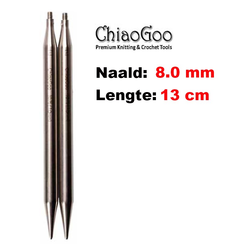 ChiaoGoo TWIST Lace verwisselbare breinaaldpunten van 13 cm lengte.
