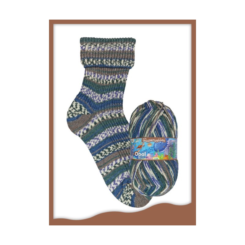 Opal Wasserwelten sokkenwol met de mooiste kleuren en streepverloop. Opal Wasserwelten sokkenwol met de mooiste kleuren en streepverloop.