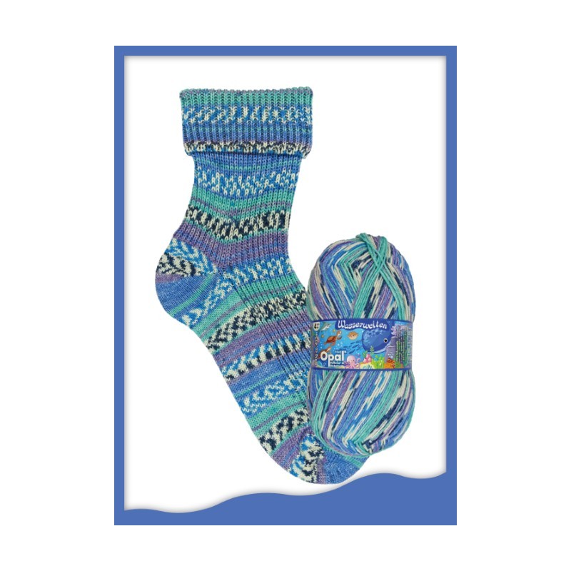 Opal Wasserwelten sokkenwol met de mooiste kleuren en streepverloop. Opal Wasserwelten sokkenwol met de mooiste kleuren en streepverloop.