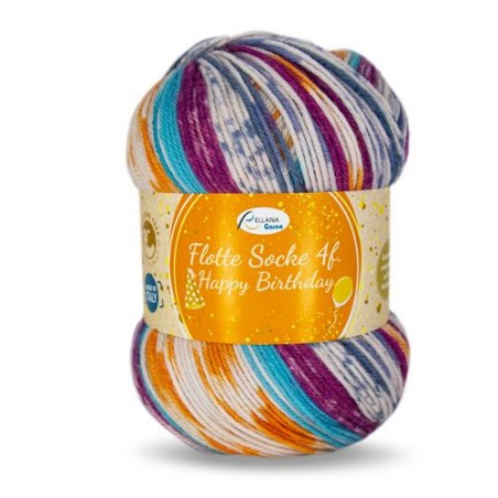 Rellana Flotte Socke Happy Birthday met prachtige frisse kleuren