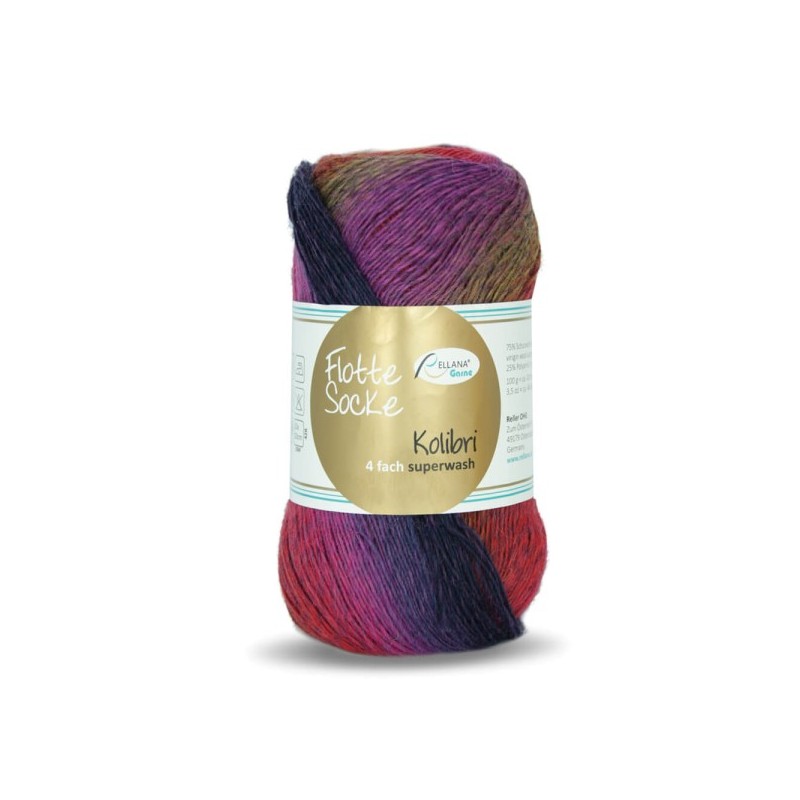 Rellana Flotte Socke Kolibri sokkenwol met lang verlopende kleuren. Rellana Flotte Socke Kolibri sokkenwol met lang verlopende kleuren.