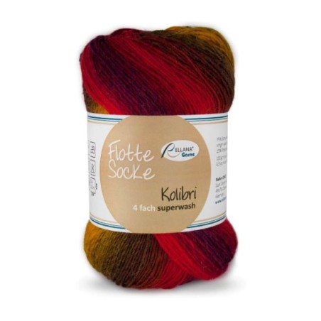 Rellana Flotte Socke Kolibri sokkenwol met lang verlopende kleuren.