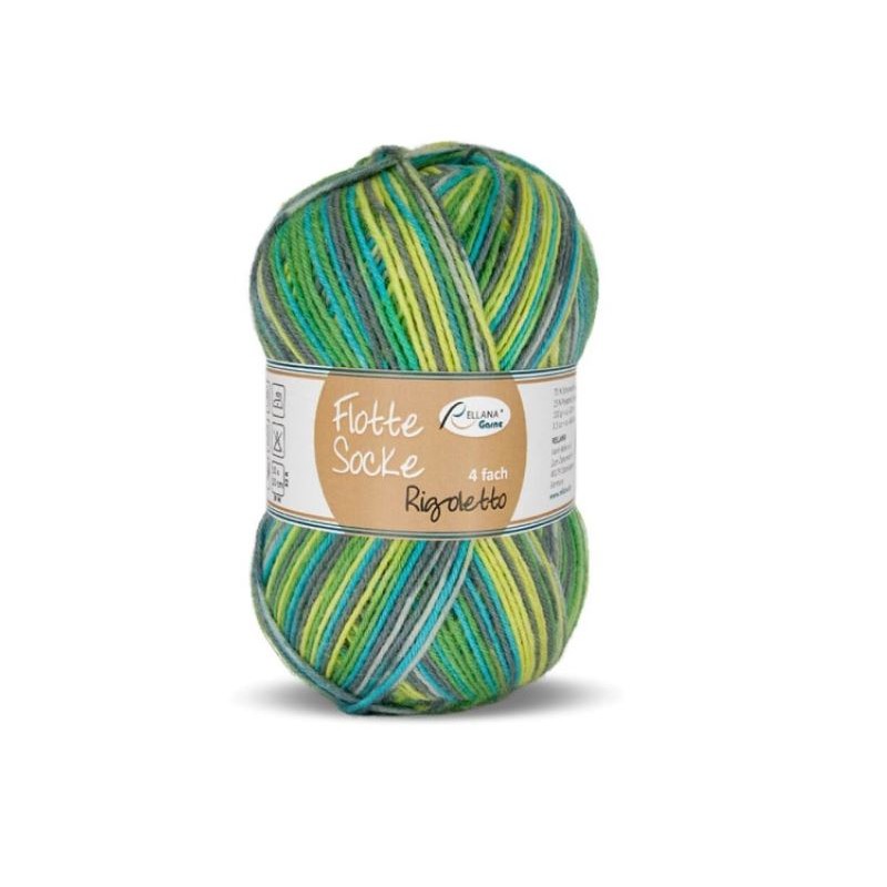 Rellana Flotte Socke Rigoletto garen met heldere en frisse kleuren. Rellana Flotte Socke Rigoletto garen met heldere en frisse kleuren.