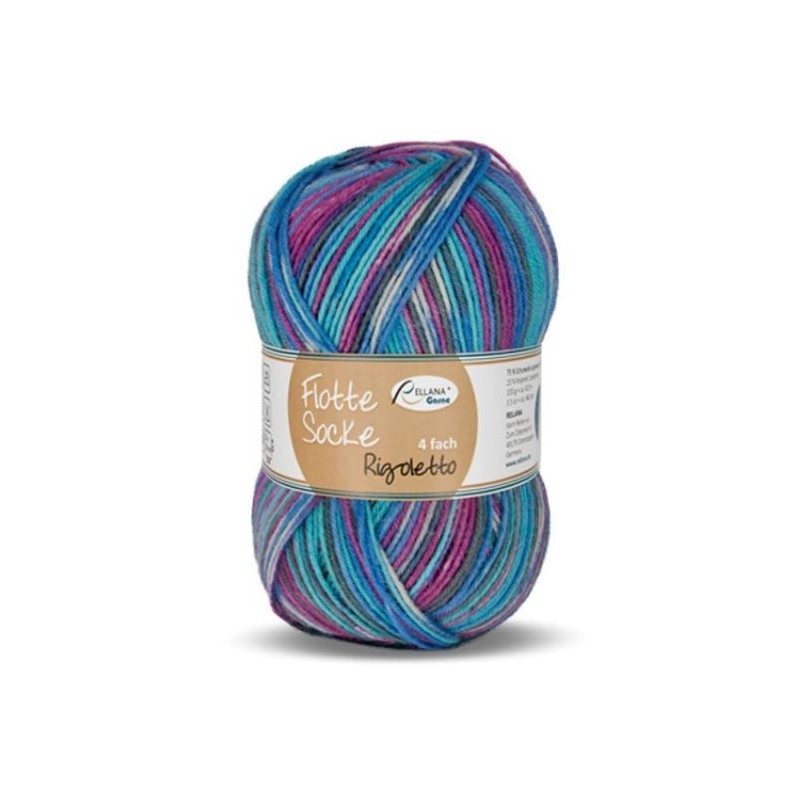 Rellana Flotte Socke Rigoletto garen met heldere en frisse kleuren. Rellana Flotte Socke Rigoletto garen met heldere en frisse kleuren.