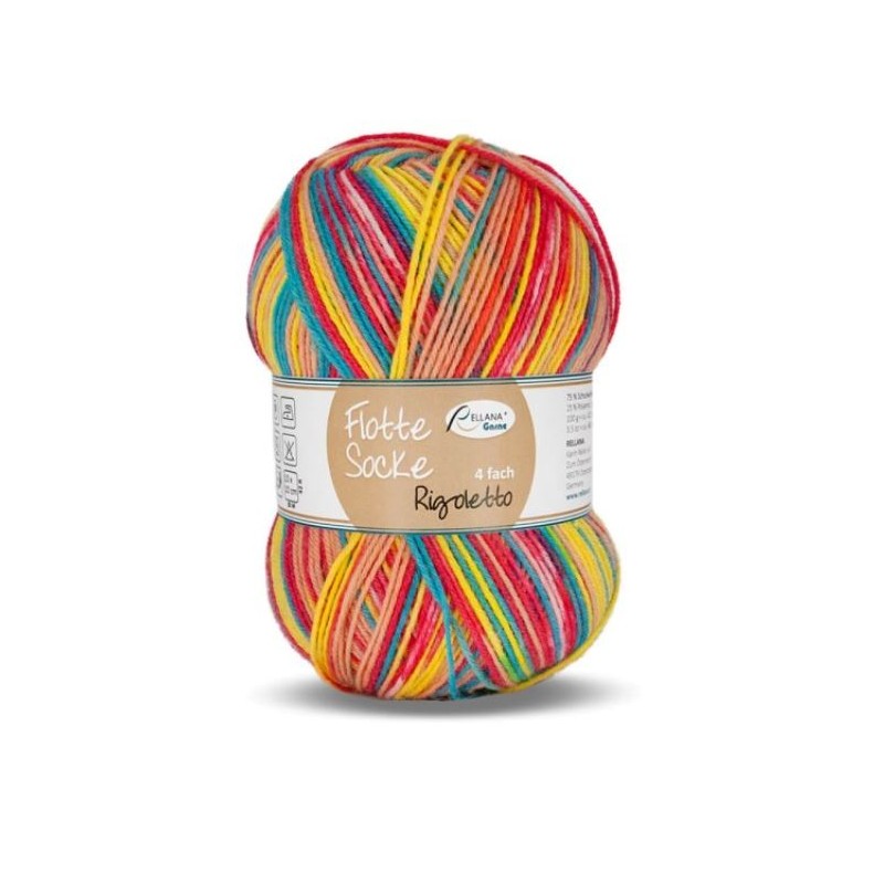 Rellana Flotte Socke Rigoletto garen met heldere en frisse kleuren. Rellana Flotte Socke Rigoletto garen met heldere en frisse kleuren.