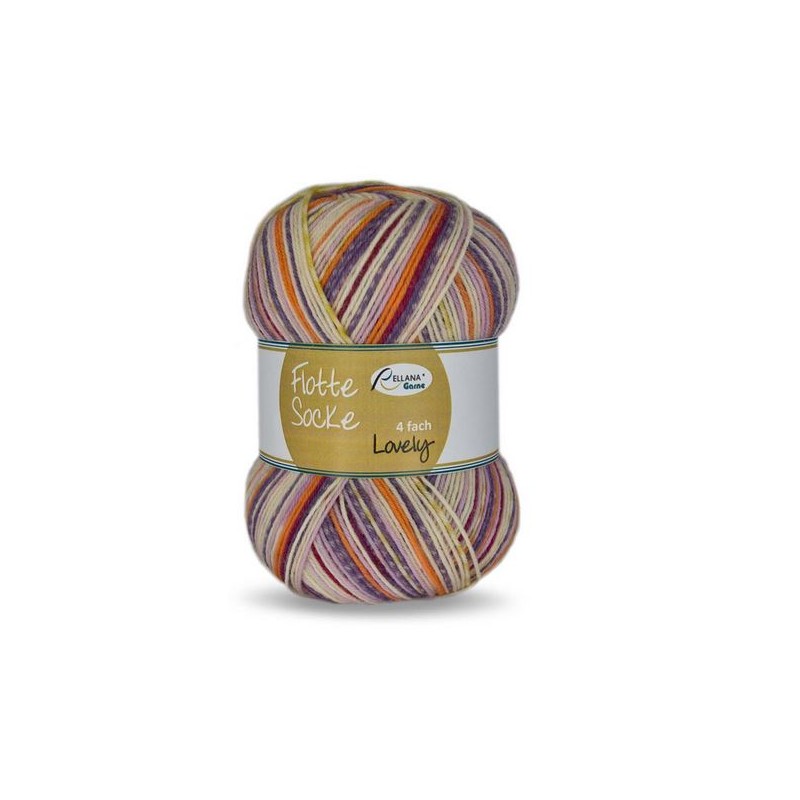 Kleurrijk sokkengaren Lovely van Rellana met katoen maar zonder wol. Kleurrijk sokkengaren Lovely van Rellana met katoen maar zonder wol.