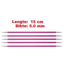 Knitpro Zing licht metalen sokkennaaldjes van 15 cm.