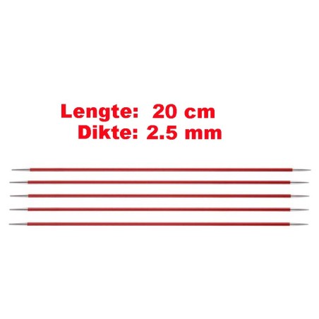 Knitpro Zing licht metalen sokkennaaldjes van 20 cm.