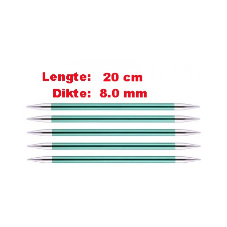 Knitpro Zing licht metalen sokkennaaldjes van 20 cm.