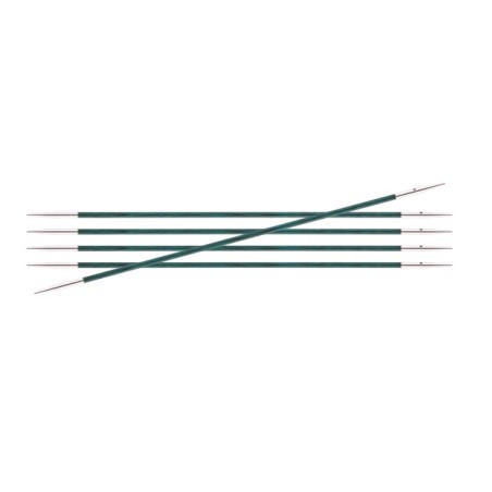 Knitpro Royale gladde berkenhouten sokkennaaldjes met metalen punten .
