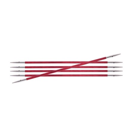 Knitpro Royale gladde berkenhouten sokkennaaldjes met metalen punten .