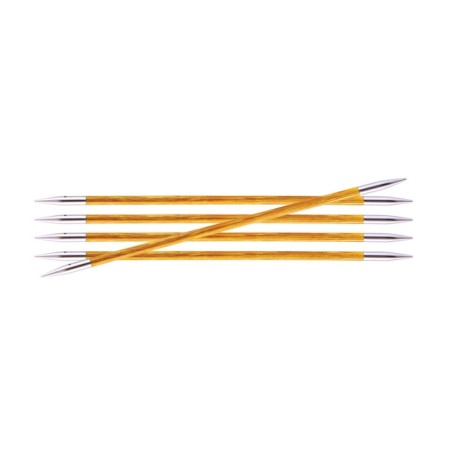 Knitpro Royale gladde berkenhouten sokkennaaldjes met metalen punten .
