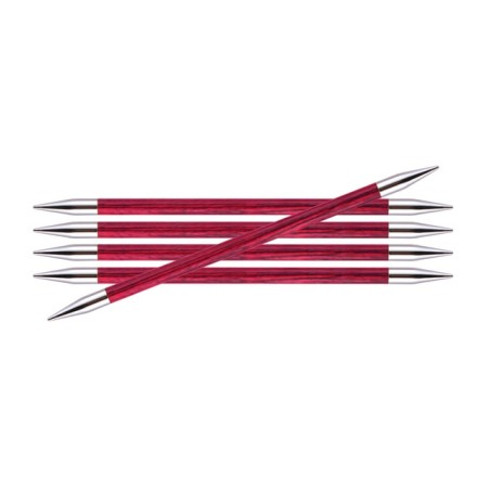 Knitpro Royale gladde berkenhouten sokkennaaldjes met metalen punten .