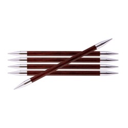 Knitpro Royale gladde berkenhouten sokkennaaldjes met metalen punten .