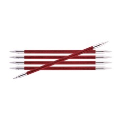 Knitpro Royale gladde berkenhouten sokkennaaldjes met metalen punten .