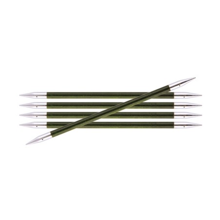 Knitpro Royale gladde berkenhouten sokkennaaldjes met metalen punten .