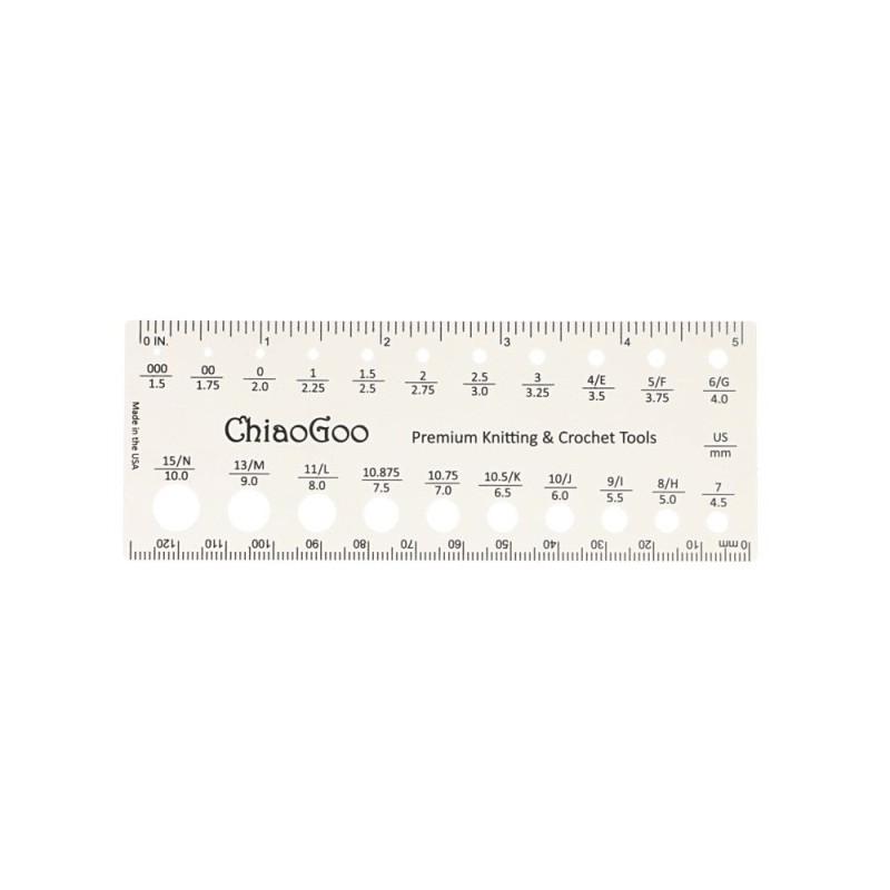 Naalddiktemeter van Chiaogoo is handig voor het opmeten van de breinaalden. Naalddiktemeter van Chiaogoo is handig voor het opmeten van de breinaalden.