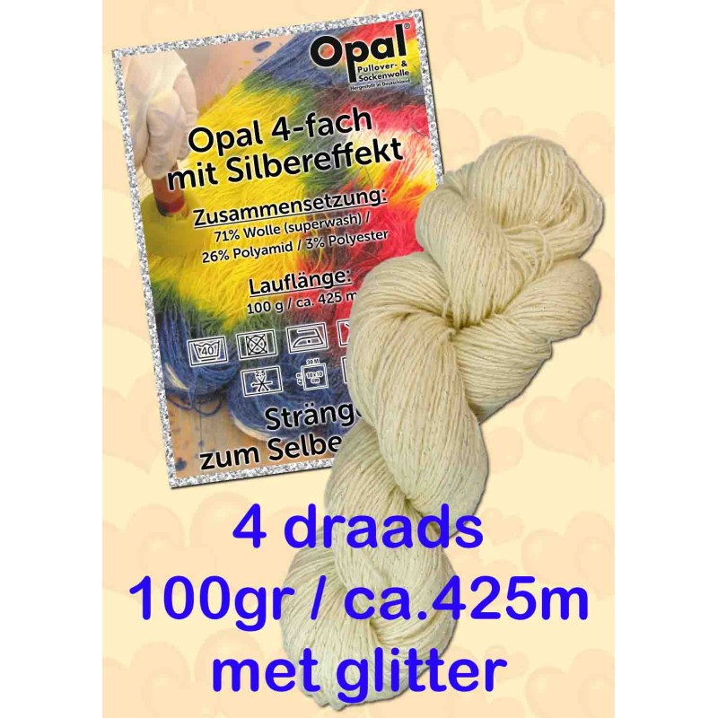 Opal ongeverfde 4 draads sokgaren naturel wol om zelf te verven. Opal ongeverfde 4 draads sokgaren naturel wol om zelf te verven.