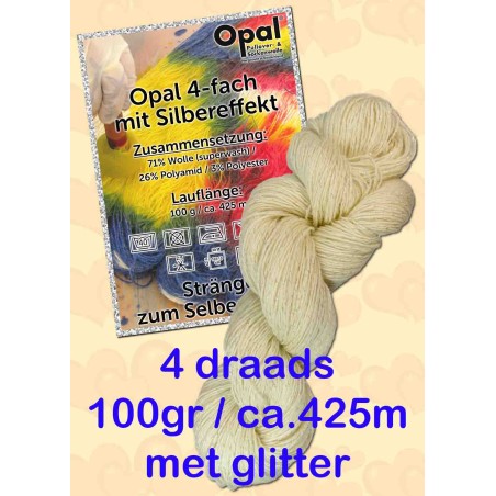 Opal ongeverfde 4 draads sokgaren naturel wol om zelf te verven.