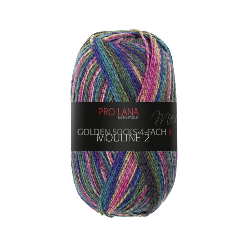 Pro Lana Golden Socks Mouline 2 gezellig gekleurde gestreepte sokken voor jou.