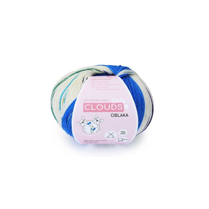 Crasy Wolle Clouds garen met Aloe Vera met prachtige weldadige kleuren.