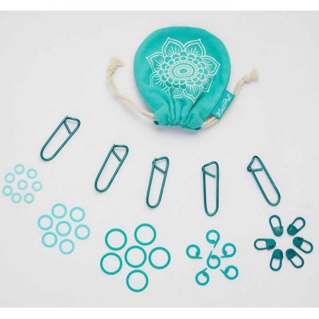 Diverse steekmarkeerders-houders van Knitpro voor haak-breiprojecten.